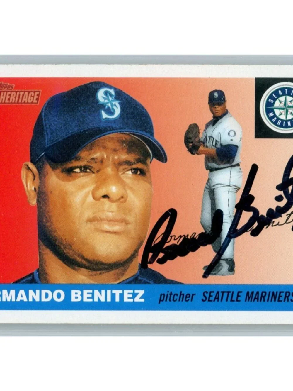 Armando Benitez Signed 2004 Topps Heritage #248 Mariners Card Beckett BAS Slab